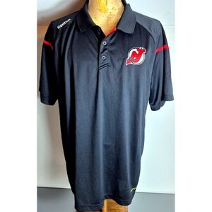 New Jersey Devils NHL Reebok Open Ice Mens Polo Shirt Black XL